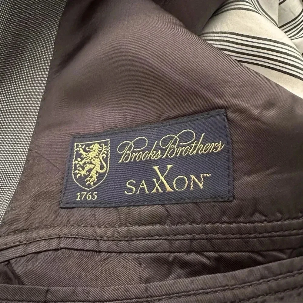 Brooks Brothers 1818 Fitzgerald Saxxon Gray Check‎ Wool BlazerJacket Coat 44R